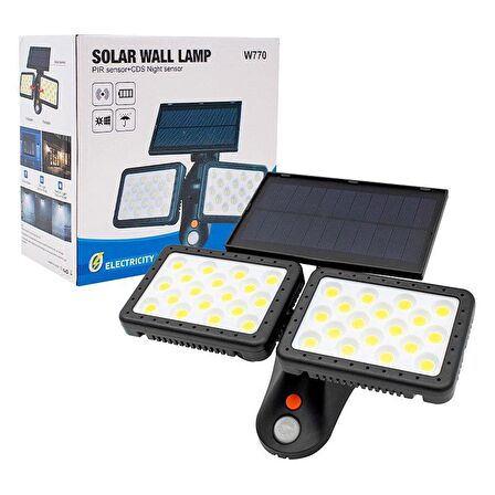 SENSÖRLÜ 36 COB LEDLİ SOLAR AYDINLATMALI DUVAR LAMBASI