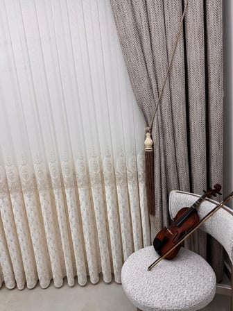NİVEMESHOME NOVA GOLD DETAYLI  1/2,5  PİLELİ TÜL PERDE APM