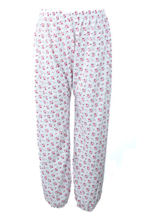Oppland Kadın Yazlık içik Anne Pijama Altı Battal Beden Lastikli Paça %100 Pamuk Çiçek DesenliKlasik