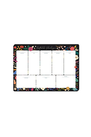 17x24 Haftalık Planner - Siyah Çiçek