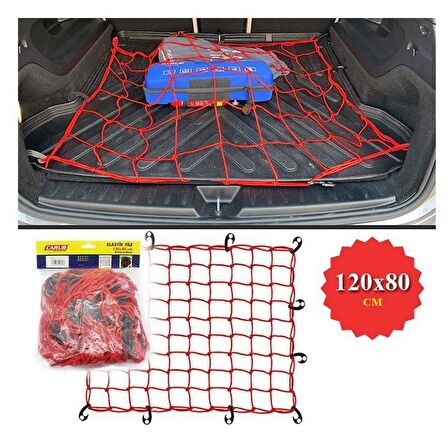Bagaj Filesi Elastik120X80cm Kırmızı Bagaj Lastiği Ahtapot