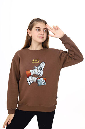 Kız Çocuk Baskılı 3 İplik Sweatshirt 7-13 Yaş Lx287