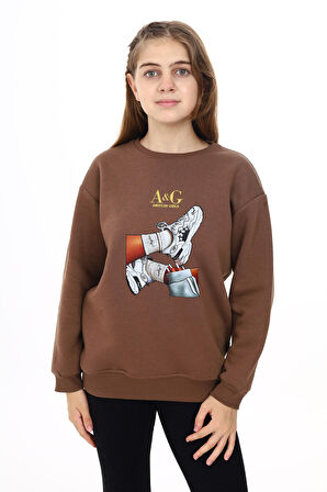 Kız Çocuk Baskılı 3 İplik Sweatshirt 7-13 Yaş Lx287