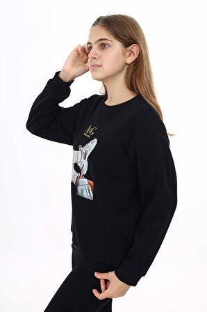 Kız Çocuk Baskılı 3 İplik Sweatshirt 7-13 Yaş Lx287
