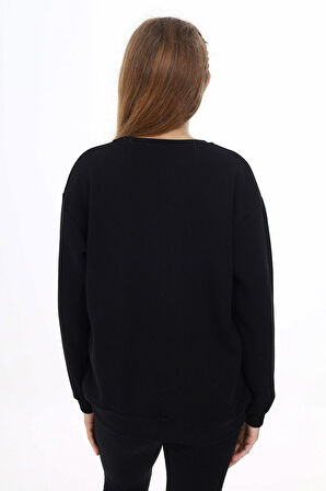 Kız Çocuk Baskılı 3 İplik Sweatshirt 7-13 Yaş Lx287