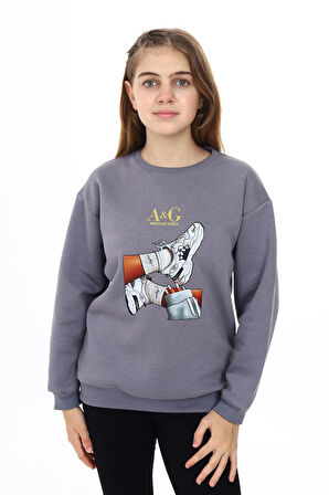 Kız Çocuk Baskılı 3 İplik Sweatshirt 7-13 Yaş Lx287