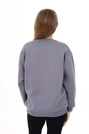 Kız Çocuk Baskılı 3 İplik Sweatshirt 7-13 Yaş Lx287