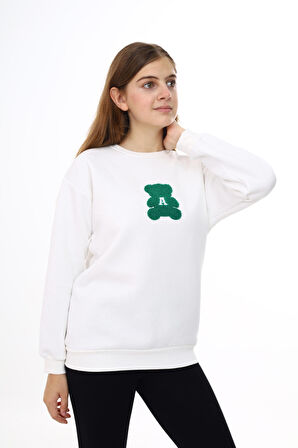Kız Çocuk Nakış Baskılı Sweatshirt  7-13 Yaş Lx289