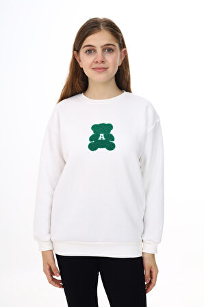 Kız Çocuk Nakış Baskılı Sweatshirt  7-13 Yaş Lx289