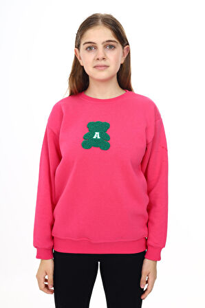 Kız Çocuk Nakış Baskılı Sweatshirt  7-13 Yaş Lx289