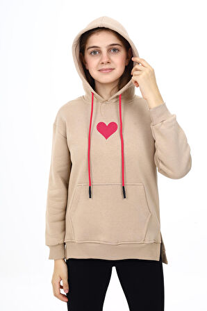 Kız Çocuk Kapüşonlu Sweatshirt Hoodie  7-13 Yaş Lx290