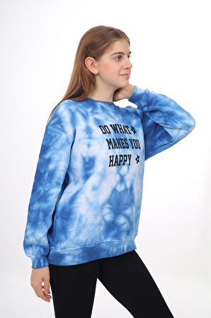 Kız Çocuk Batik Desenli Baskılı Sweatshirt  7-13 Yaş Lx296-2