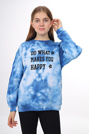 Kız Çocuk Batik Desenli Baskılı Sweatshirt  7-13 Yaş Lx296-2