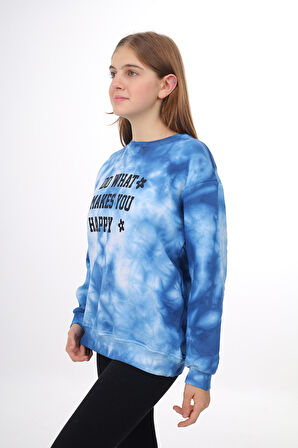 Kız Çocuk Batik Desenli Baskılı Sweatshirt  7-13 Yaş Lx296-2