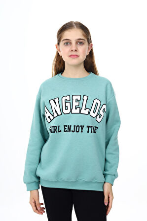Kız Çocuk Yazı Baskılı 3 İplik Sweatshirt 7-13 Yaş Lx289
