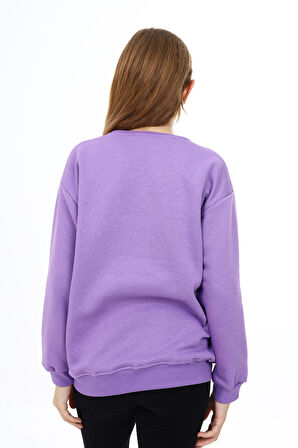 Kız Çocuk Yazı Baskılı 3 İplik Sweatshirt 7-13 Yaş Lx289