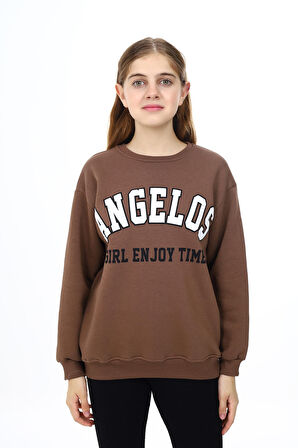 Kız Çocuk Yazı Baskılı 3 İplik Sweatshirt 7-13 Yaş Lx289