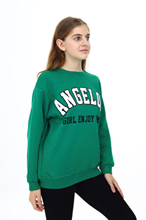 Kız Çocuk Yazı Baskılı 3 İplik Sweatshirt 7-13 Yaş Lx289