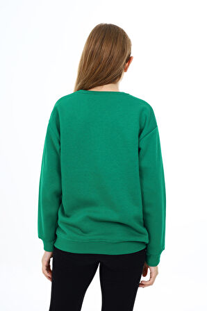 Kız Çocuk Yazı Baskılı 3 İplik Sweatshirt 7-13 Yaş Lx289