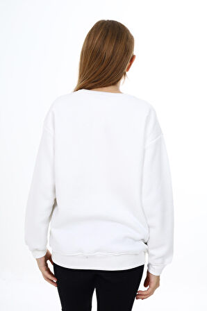 Kız Çocuk Yazı Baskılı 3 İplik Sweatshirt 7-13 Yaş Lx289