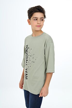 Erkek Çocuk Pile Detaylı T-Shirt 9-14 Yaş Lx7065