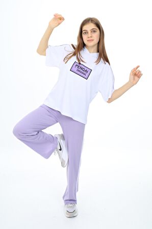 Kız Çocuk Kapüşonlu Bloklu Alt-Üst Takım 9-14 Yaş Lx006