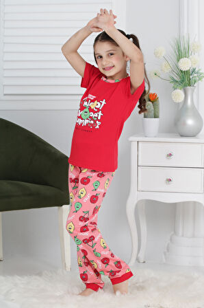 Kız Çocuk Meyve Baskılı Pijama Takımı 3-11 Yaş 6073-74