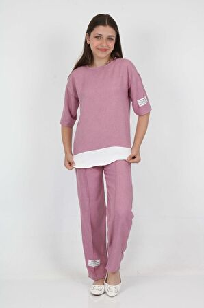 Kız Çocuk Bürümcük 2'li Takım-Etek Garnili 7-12 Yaş 1051