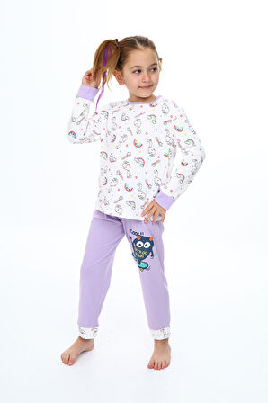 Kız Çocuk Unicorn Baskılı Pijama Takımı 3-11 Yaş 0159