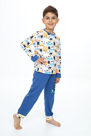 Erkek Çocuk Araba Baskılı Pijama Takımı 3-11 Yaş 0160