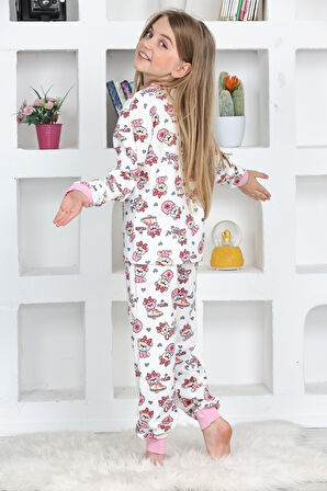 Kız Çocuk Sevimli Ayıcık Baskılı Pijama Takımı 1-11 Yaş 4924-26