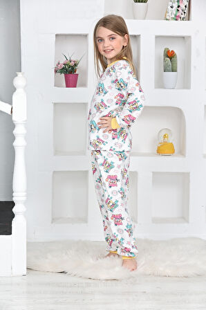 Kız Çocuk Pilot Koala Baskılı Pijama Takımı 1-11 Yaş 4924-26