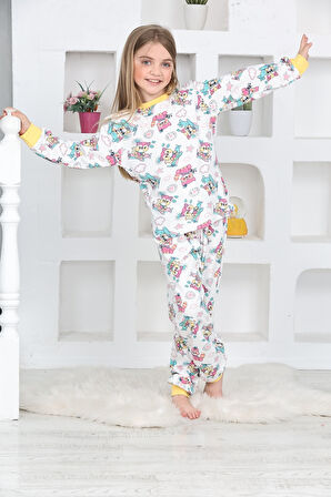 Kız Çocuk Pilot Koala Baskılı Pijama Takımı 1-11 Yaş 4924-26