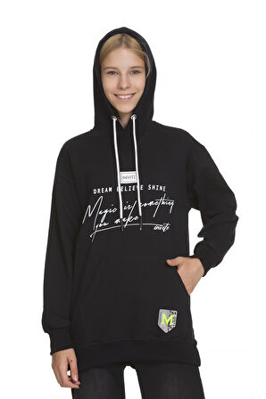 Kız Çocuk Kapüşonlu Yazı Baskılı Sweatshirt Px661