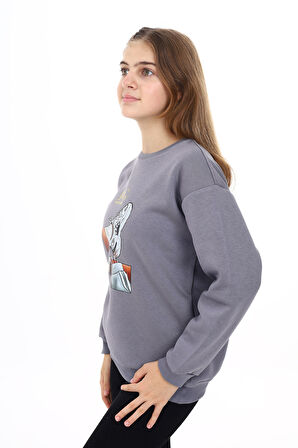 Kız Çocuk Baskılı 3 İplik Sweatshirt Px782.5