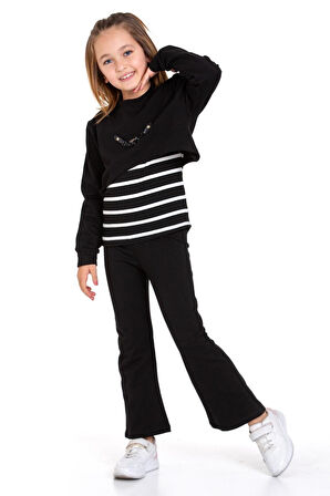 Kız Çocuk 3'lü Takım (Pantolon+Bluz+T-shirt) 12125