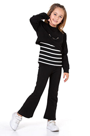 Kız Çocuk 3'lü Takım (Pantolon+Bluz+T-shirt) 12125