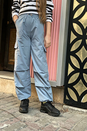 Kız Çocuk Kargo Cepli Paraşüt Pantolon 12126
