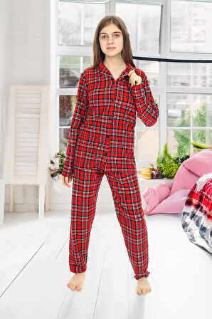 Kız Çocuk Ekose Pijama Takımı 12164
