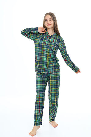 Kız Çocuk Ekose Pijama Takımı 12165