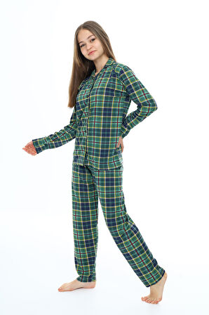 Kız Çocuk Ekose Pijama Takımı 12165