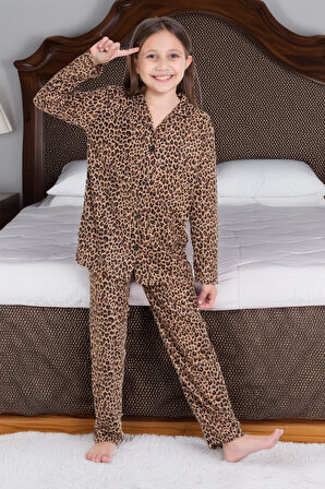 Kız Çocuk Rotasyon Desenli Pijama Takımı 12166