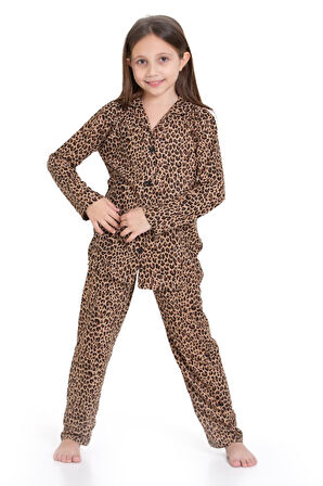 Kız Çocuk Rotasyon Desenli Pijama Takımı 12166