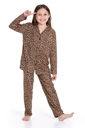 Kız Çocuk Rotasyon Desenli Pijama Takımı 12166