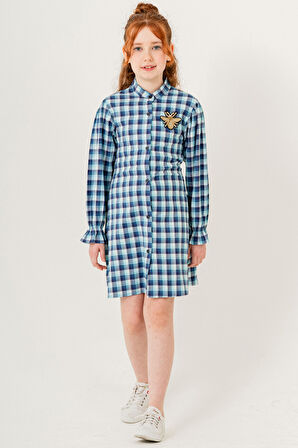 Kız Çocuk Ekose Desenli Elbise 12168