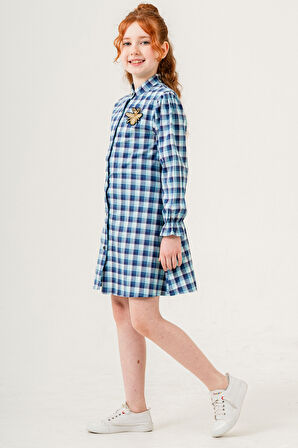 Kız Çocuk Ekose Desenli Elbise 12168