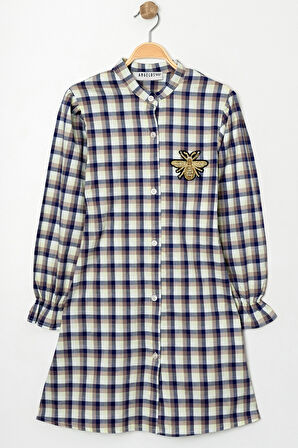 Kız Çocuk Ekose Desenli Elbise 12168