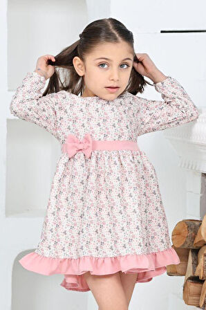 Kız Çocuk Fırfırlı Ve Fiyonklu Elbise 12173