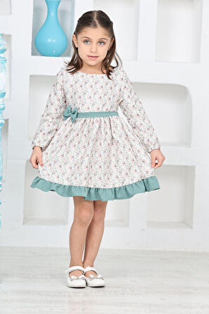 Kız Çocuk Fırfırlı Ve Fiyonklu Elbise 12173