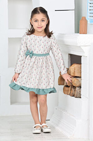 Kız Çocuk Fırfırlı Ve Fiyonklu Elbise 12173